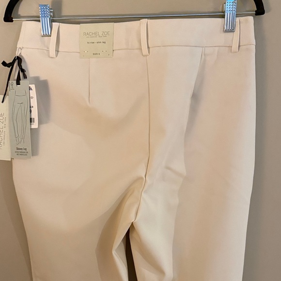 NWT Rachel Zoe Elegant Cream Trousers Hi-Rise Slim Leg Size 6 - Picture 4 of 4